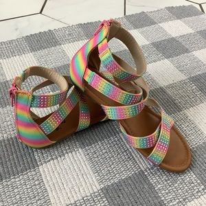 Art Class sequin rainbow gladiator sandal | girls 3 | jewel straps | summer shoe
